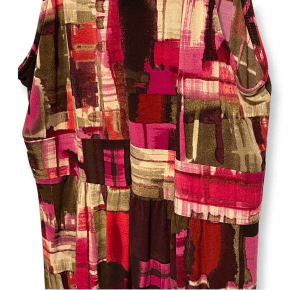 Danny and Nicole Sleeveless Dress Abstract Watercolor Print, V Neckline Size 14 - Picture 5 of 8